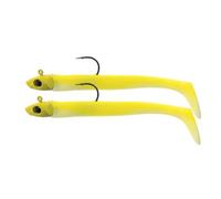 Lazy Lures - Bomb Squad Lures 16cm 45g, 2 Per Pack Durable Soft Plastic Paddle Tailed Lures With A Lead Jig Head, Realistic Eyes And Sharp Hook. Perfect For Sea And Fresh Water Fishing (Yellow)
