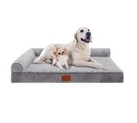 Lazy Lush Bolster Dog Bed for Extra Large Dogs, Memory Foam Orthopedic L-Shape Dog beds with Removable Washable Cover, Cozy Plush Dog Sofa, pet Bed with Waterproof Lining and Nonskid Bottom