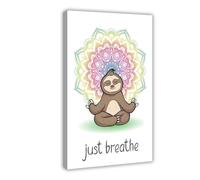 Lazy Meditation Yoga Poster, Rainbow Mandala Art Canvas Poster Bedroom Decor Landscape Office Room Decor Gift 12x18inch(30x45cm)