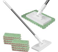 Lazy Mop Clip On, Portable Mini Floor Sweeper, 360° Rotating Cleaning Tool with Hands-Free Cloth Changing, Wet and Dry System for Hardwood Tile, Compatible with Towels & Wipes for RV Home (White)