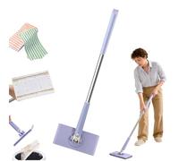 Lazy Mop for Cleaning Floors Mop With Pressure Clamping System Mini Mops no Need to Wash by Hand,5 Reusable Cloths,Automatic Cloth Changing,360° Rotating Head,Suitable for Kitchens,Windows (Purple)