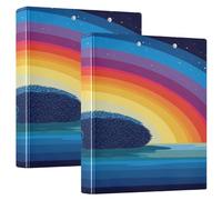 Lazy Ocean Hedgehog Rainbow 1 and 1/2 Inch School Binders 3 Ringing with Pockets 1/2 Packs Office Binder Supplies 200 Sheets