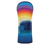 Lazy Ocean Hedgehog Rainbow Golf Club Head Cover Premium Leather Headcovers with Interchangeable No. Tags for Driver, Fairway Wood Hybrid golf cart accessories