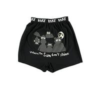 Lazy One B163 Men's Sun Dont Shine Critter Black Cotton Loose Boxers L