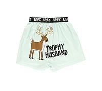 Lazy One Funny Animal Boxers, Humorous Underwear, Novelty Boxer Shorts, Gag Gifts for Men, Light Cyan Trophy Husband Boxers, XL