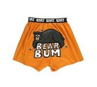 Lazy One Funny Animal Boxers, Novelty Boxer Shorts, Humorous Underwear, Gag Gifts for Men, Funny Bear Boxers, Bear Bum Orange Boxers, M