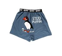 Lazy One Funny Animal Boxers, Novelty Boxer Shorts, Humorous Underwear, Gag Gifts for Men, Ocean Themed Boxers, Stud Puffin Blue Boxers, M