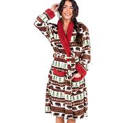 Lazy One Ultra-Cozy Bathrobes for Women, Bear Fair Isle Bathrobe, L-x-L