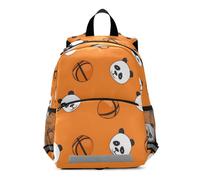 Lazy Panda on The Orange Basketball Pattern Kids Backpack for Toddlers, Kid's Backpack for Boys Girls, Kindergarten Preschool Nursery Travel Bag