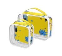 Lazy Paradise Apes Yellow and Blue 2 Pack Clear Clear Toiletry Bag TSA Approved Transparent Cosmetic Bags with Zipper Travel Essential maquillaje para