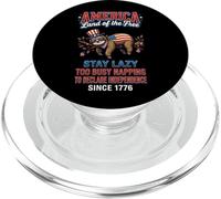 Lazy Patriotic Sloth America Humor Since 1776 PopSockets PopGrip for MagSafe