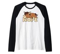 Lazy Pony Horse Foal Not Today Nope Raglan Baseball Tee