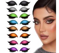 Lazy Shadow Eyelash Patch, 3D Eyeshadow Eyelashes Stickers for Natural Makeup, 2 In 1 Colorful Eyelid Line Stencils Makeups for Novice