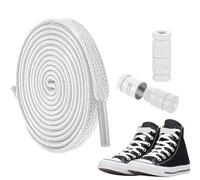 LAZY SHOE STRINGS - Adjustable Tie Free Shoe Laces, Elastic Shoe Ropes for Sneakers | Hands Free Shoelaces for Comfortable Fit, Simple Slip-On Shoelaces, white, Se référer au descriptif
