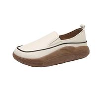 Lazy Shoes for Women Platform Flats Loafers Women Shoes 2023 Autumn Spring Fad Sports Pu Leather Walking Running Sneakers,White,3 UK