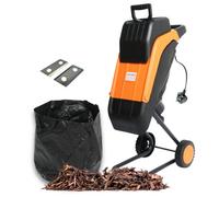 Lazy-Shred Electric Garden Chipper Shredder Mulcher - 50L Debris Bag - Adjustable 45mm Cutting Width - Steel Blades - Powerful 2500w Motor - Safety Push Stick - Tree, Branch, Leaf