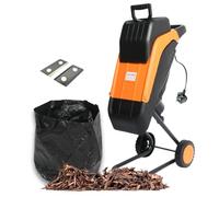 Lazy-Shred Electric Garden Chipper Shredder Mulcher - 50L Debris Bag - Adjustable 45mm Cutting Width - Steel Blades - Powerful 2500w Motor - Safety Push Stick - Tree, Branch, Leaf