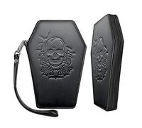 Lazy Skull Zip Around Coffin Wallet - Gothic Women's Wallet with Skull Design, Black