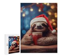 Lazy Sloth Hot Chocolate - Wooden Art Puzzle, 500 PCS, Creative Indoor Hobby, with A Decorative Finished Picture