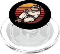 Lazy Sloth Karate Retro Sunset Martial Arts Design PopSockets PopGrip for MagSafe