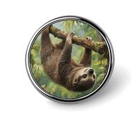 Lazy Sloth Lapel Pin Cute Metal Brooch Pin Fashionable Round Badge for Shirts, Hats, Jackets Unique Fashion Accessories Gift for Men & Women