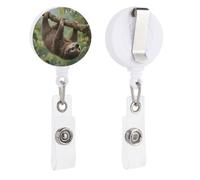 Lazy Sloth Retractable Badge Reel - Personalized ID Name Badge Holder with Lanyard Cute Badges Reel Holder Round Nurse Doctor Name Tag Badges Clip for Work