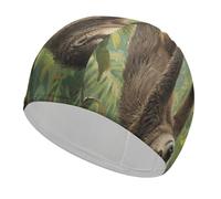 Lazy Sloth Swim Cap for Women Men Swimming Hat Bath Waterproof Pool Caps for Long Thick Curly Hair