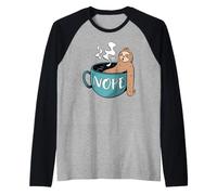 Lazy Sloth Taking A Bath in A Coffee Mug Nope Not Today Raglan Baseball Tee