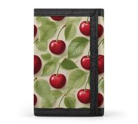 Lazy Sloth Trifold Wallet Front Pocket Coin Purse - Slim Credit Card Holder for Men & Women, Red cherry pattern, One Size, Classic