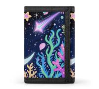 Lazy Sloth Trifold Wallet Front Pocket Coin Purse - Slim Credit Card Holder for Men & Women, Star Ocean pattern, One Size, Classic