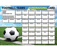 Lazy Snail 'Football Teams' Fundraising Cards - Pack of 8-45 Squares and Fun Golden Winner Envelopes to Raise Money for Charity - Full Colour Fund Raising Cards (A4 Size x 8)