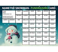 Lazy Snail ‘Name the Snowman’ Fundraising Cards - Pack of 4 (A5 Size, 45 Squares per Card) - Fun Golden Winner Envelopes Full Colour Charity Fundraising Game for Christmas Events, Schools & Community