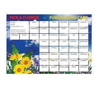 Lazy Snail ‘Pick a Flower’ Fundraising Cards - Pack of 8 (45 Squares per Card) - Fun Golden Winner Envelopes - Full Colour A4 Charity Fundraising Game for Schools, Clubs & Community Events (30x21cm)