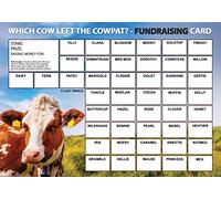 Lazy Snail ‘Which Cow Left the Cowpat?’ Fundraising Cards Pack 8 (A5 Size, 45 Squares per Card) Fun Golden Winner Envelopes Full Colour Charity Fundraising Game for Schools, Fairs & Community Events