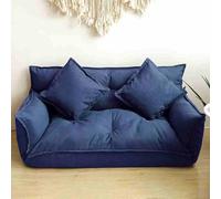 Lazy Sofa Floor Sofa Bed,Foldable Sleeper Bed With 5 Position Backrest & 2 Pillows, Convertible Futon Couch Bed for Living Room navy blue-1