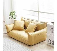 Lazy Sofa Floor Sofa Bed,Foldable Sleeper Bed With 5 Position Backrest & 2 Pillows, Convertible Futon Couch Bed for Living Room yellow-2