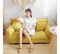 Lazy Sofa Floor Sofa Bed,Foldable Sleeper Bed With 5 Position Backrest & 2 Pillows, Convertible Futon Couch Bed for Living Room yellow-1