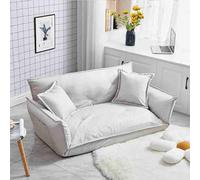 Lazy Sofa Floor Sofa Bed, Folding Sleeper Bed With 2 Pillows, Adjustable Floor Couch Gaming Sofa for Living Room, Bedroom, Balcony off-white-2