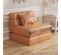 Lazy Sofa Folding Bed,Convertible Sleeper Chair With Pillow, Fold Out Couch, Memory Foam Floor Mattress, for Living Room/Dorm/Guest Room/Home Office orange-72cm