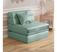 Lazy Sofa Folding Bed,Convertible Sleeper Chair With Pillow, Fold Out Couch, Memory Foam Floor Mattress, for Living Room/Dorm/Guest Room/Home Office light blue-72cm