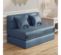 Lazy Sofa Folding Bed,Convertible Sleeper Chair With Pillow, Fold Out Couch, Memory Foam Floor Mattress, for Living Room/Dorm/Guest Room/Home Office dark blue-100cm