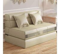 Lazy Sofa Folding Bed,Convertible Sleeper Chair With Pillow, Fold Out Couch, Memory Foam Floor Mattress, for Living Room/Dorm/Guest Room/Home Office beige-120cm