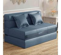 Lazy Sofa Folding Sofa Bed - Convertible Sleeper Chair With Pillow, Fold Out Couch, Memory Foam Floor Mattress, Futon Couch, for Living Room/Dorm/Guest Room/Home Off dark blue-120cm