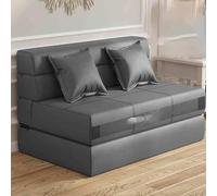 Lazy Sofa Folding Sofa Bed - Convertible Sleeper Chair With Pillow, Fold Out Couch, Memory Foam Floor Mattress, Futon Couch, for Living Room/Dorm/Guest Room/Home Off gray-120cm