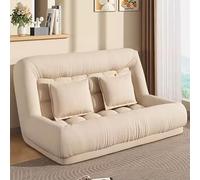 Lazy Sofa Lazy Floor Loveseat Sofa Bed, Tatami with Adjustable Backrest, Folding Sofa, Foam Accent Chair for Living Room, Bedroom and Office, Beige-150cm