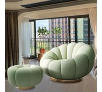 Lazy sofa,Swivel Chair - Plush Lazy Sofa With Curved Back Support, Lamb Fleece Fabric For TV, Reading,
