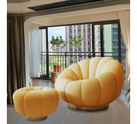Lazy sofa,Swivel Chair - Plush Lazy Sofa With Curved Back Support, Lamb Fleece Fabric For TV, Reading,
