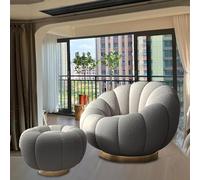 Lazy sofa,Swivel Chair - Plush Lazy Sofa With Curved Back Support, Lamb Fleece Fabric For TV, Reading,