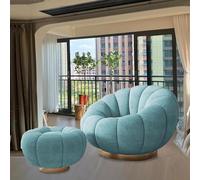 Lazy sofa,Swivel Chair - Plush Lazy Sofa With Curved Back Support, Lamb Fleece Fabric For TV, Reading,
