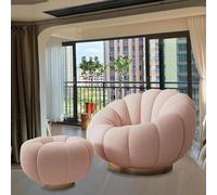 Lazy sofa,Swivel Chair - Plush Lazy Sofa With Curved Back Support, Lamb Fleece Fabric For TV, Reading,